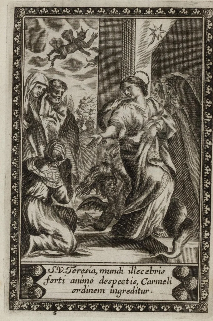 An illustration from La vie de la seraphique mere sainte Terese de Iesus, fondatrice des Carmes déchaussez & des Carmelites déchaussées, 1670, leaf 59