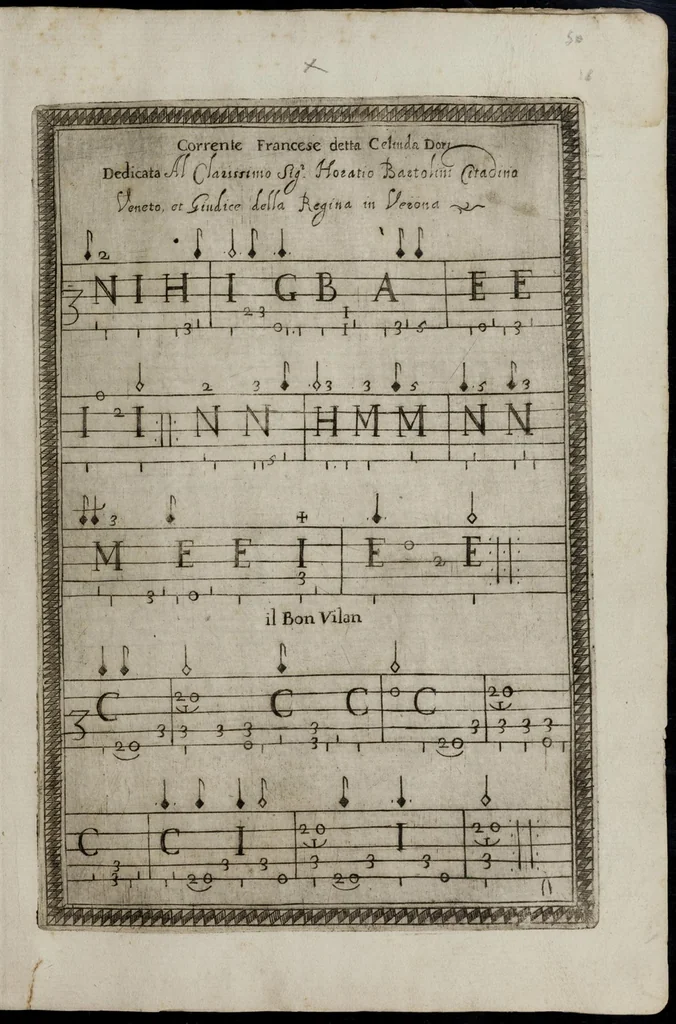 An illustration from Toccate di chitarriglia, 1650, leaf 100