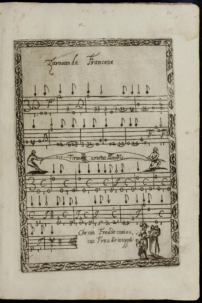 An illustration from Toccate di chitarriglia, 1650, leaf 102