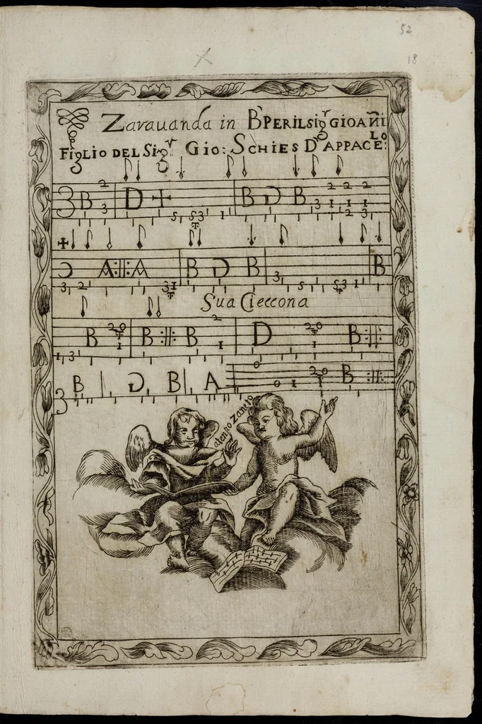 An illustration from Toccate di chitarriglia, 1650, leaf 104