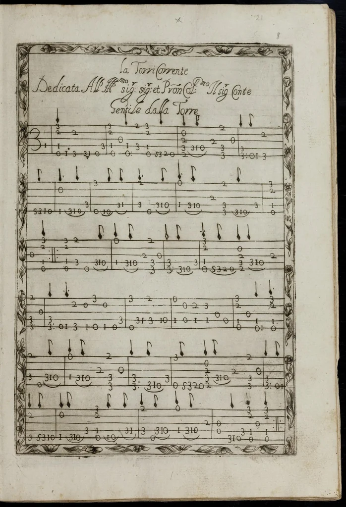 An illustration from Toccate di chitarriglia, 1650, leaf 42