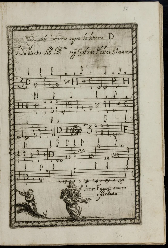 An illustration from Toccate di chitarriglia, 1650, leaf 44