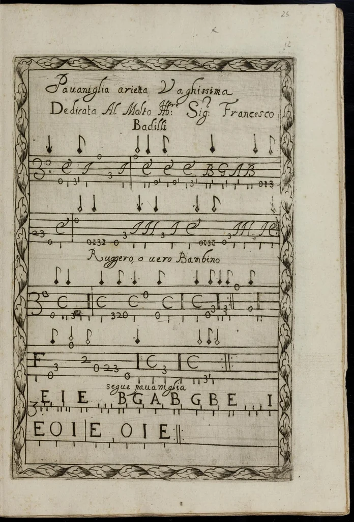 An illustration from Toccate di chitarriglia, 1650, leaf 50