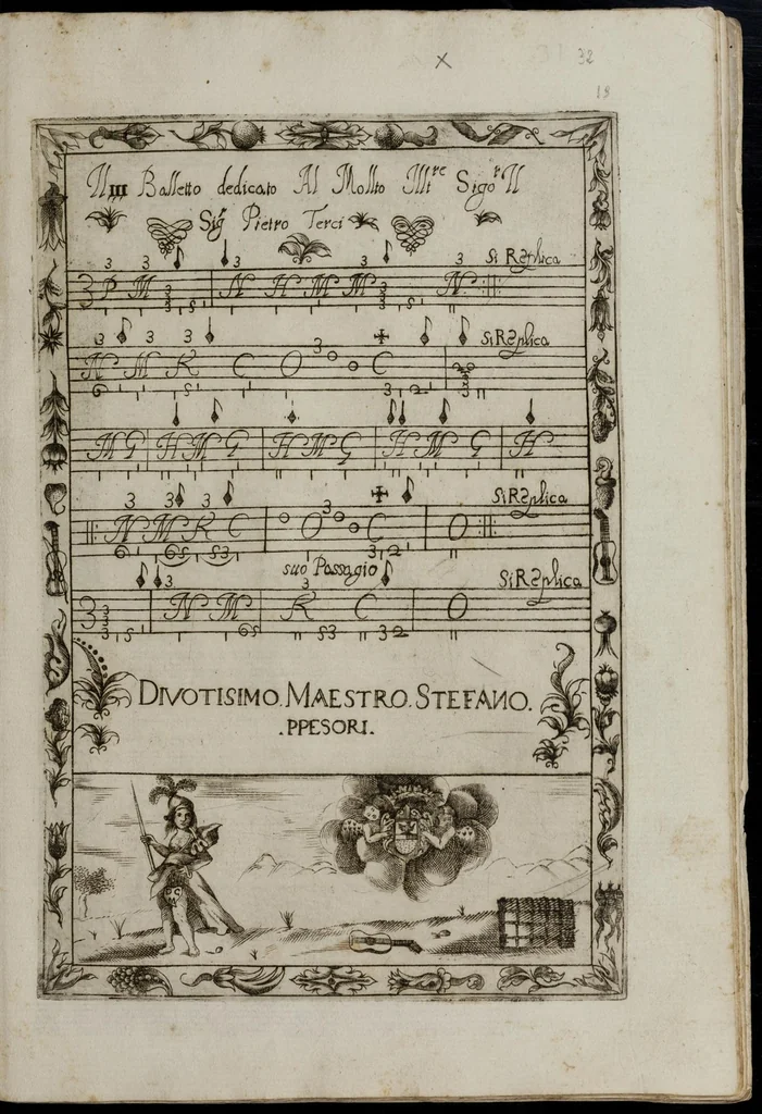 An illustration from Toccate di chitarriglia, 1650, leaf 64