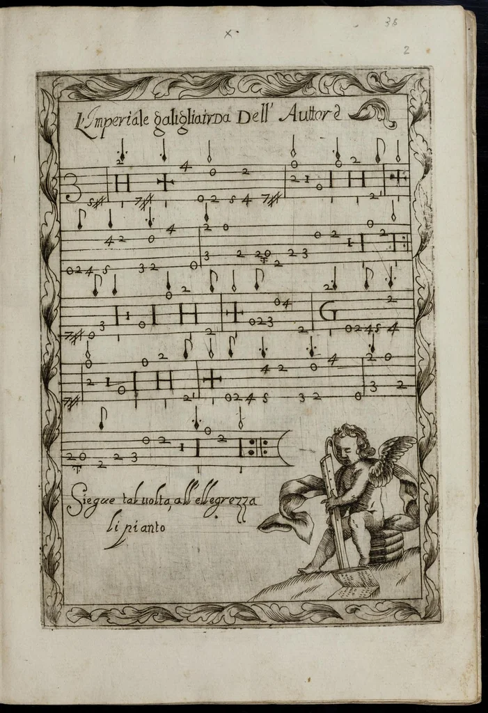 An illustration from Toccate di chitarriglia, 1650, leaf 72