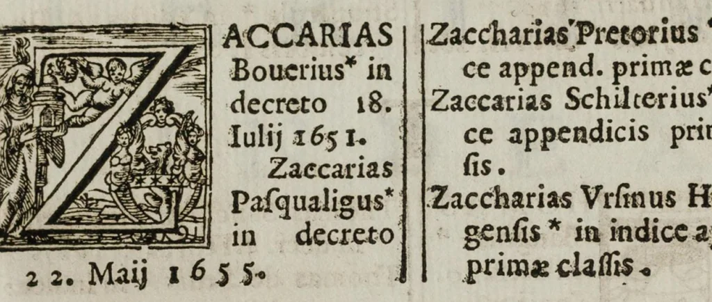 An illustration from Index librorum prohibitorum, 1664, leaf 216