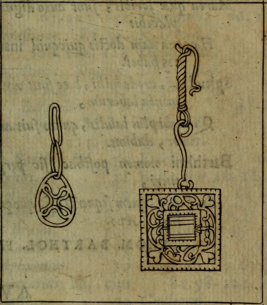 An illustration from Caspari Bartholini Thom. F. De inauribus veterum syntagma : accedit Mantissa ex Thomae Bartholini Miscellaneis medicis de Annulis narium, 1676, leaf 182
