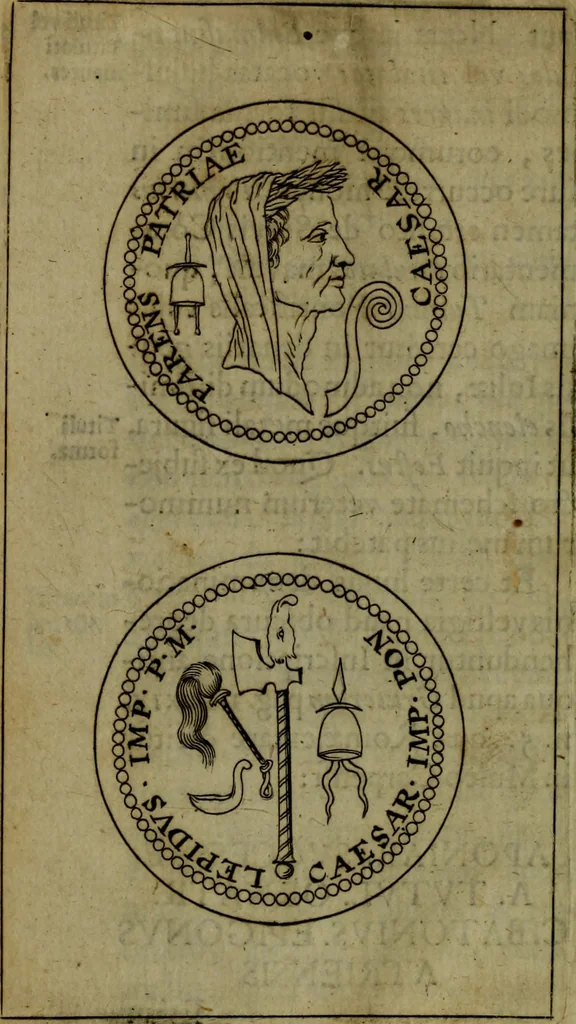 An illustration from Caspari Bartholini Thom. F. De inauribus veterum syntagma : accedit Mantissa ex Thomae Bartholini Miscellaneis medicis de Annulis narium, 1676, leaf 23