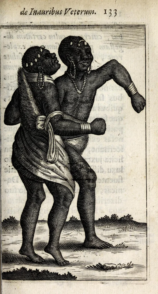 An illustration from Caspari Bartholini thom. f. De inauribus veterum syntagma ; accedit mantissa ex Thomae Bartholini miscellaneis medicis De annulis narium, 1676, leaf 157