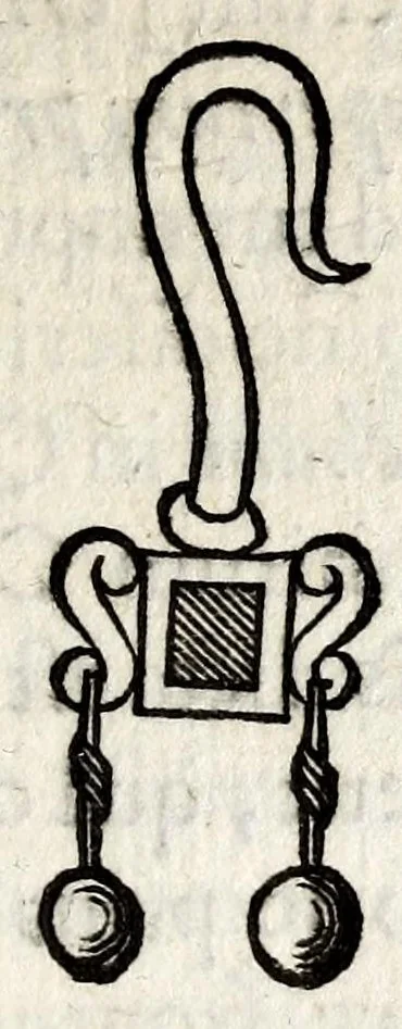 An illustration from Caspari Bartholini thom. f. De inauribus veterum syntagma ; accedit mantissa ex Thomae Bartholini miscellaneis medicis De annulis narium, 1676, leaf 63