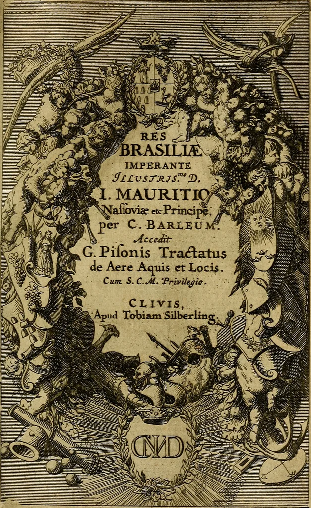 An illustration from Casparis Barlaei Rerum per octennium in Brasilia et alibi gestarum : sub praefectura illustrissimi comitis I. Mauritii Nassaviae &c. comitis, historia, 1660, leaf 4