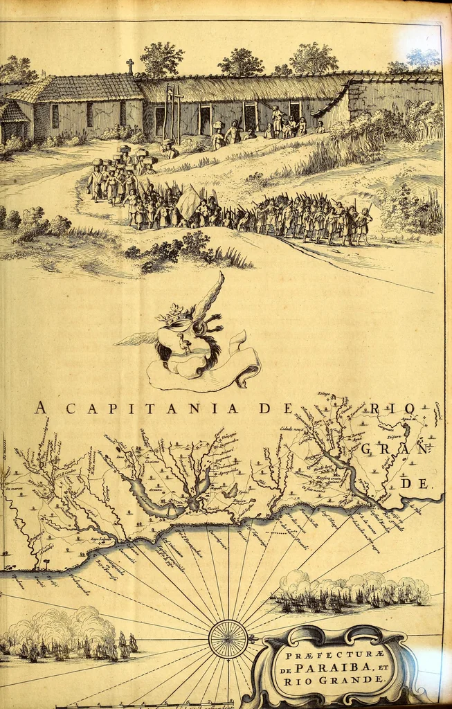 An illustration from Casparis Barlæi, rerum per octennium in Brasilia et alibi nuper gestarum, sub præfectura illustrissimi Comitis I. Mauritii, Nassoviæ, &c. comitis, nunc Vesaliæ gubernatoris & equitatus fderatorum Belgii ordd. sub Auriaco ductoris, historia, 1647, leaf 53