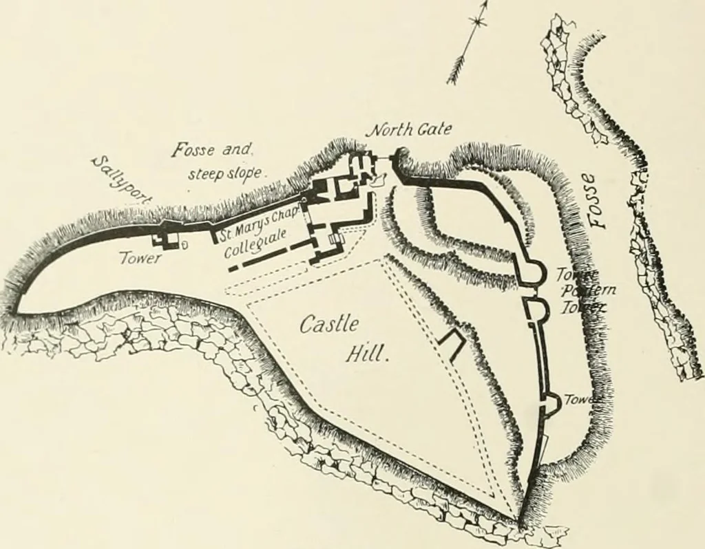 An illustration from The castles of England, their story and structure, 1896, leaf 111