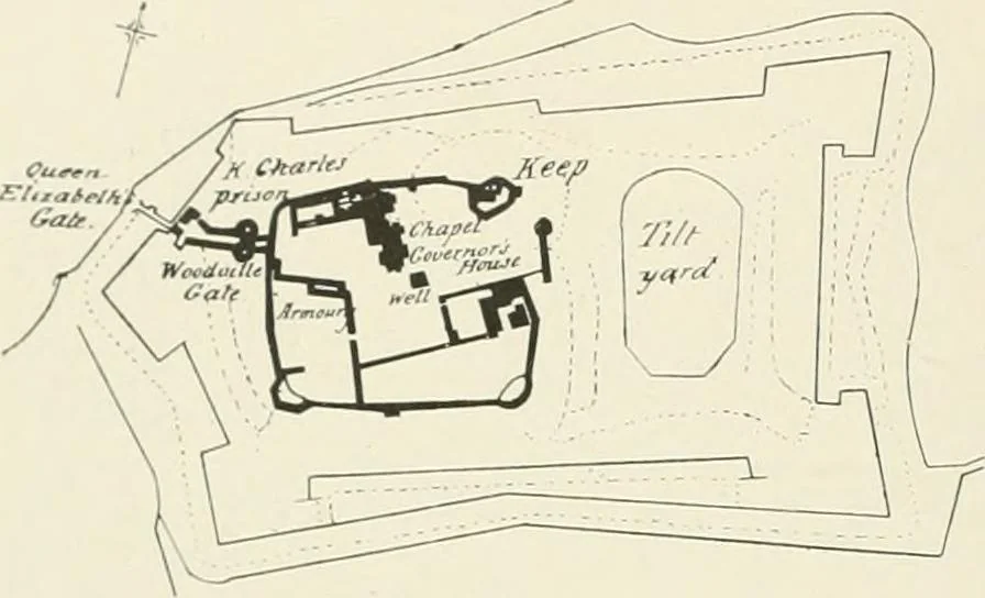 An illustration from The castles of England, their story and structure, 1896, leaf 249