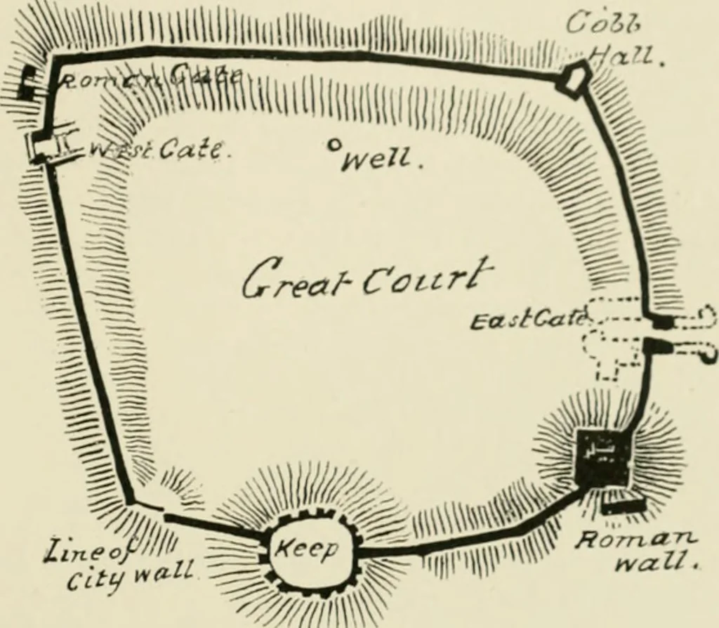 An illustration from The castles of England, their story and structure, 1896, leaf 498