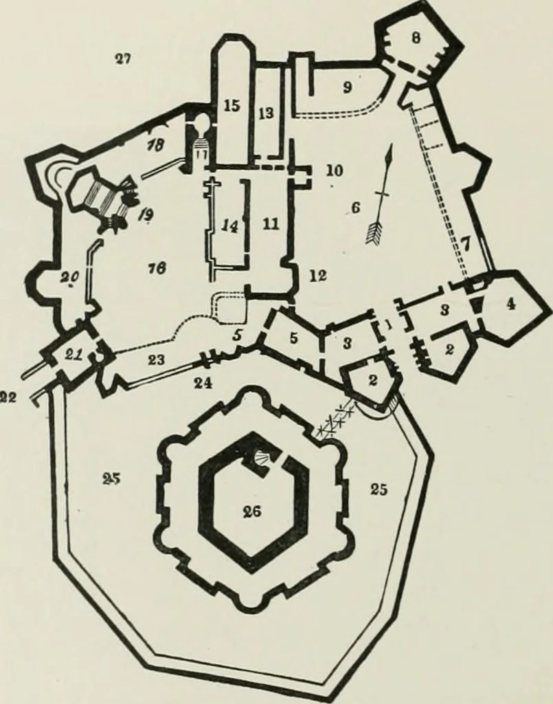 An illustration from The castles of England, their story and structure, 1896, leaf 113