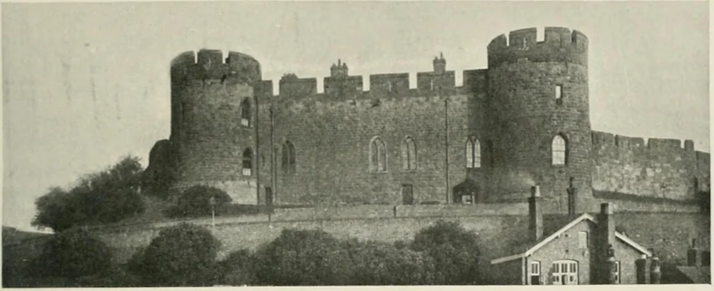 An illustration from The castles of England, their story and structure, 1896, leaf 150