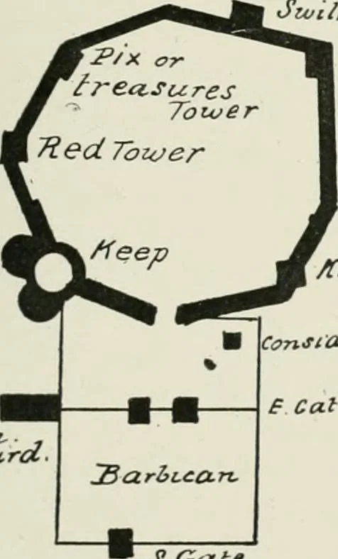 An illustration from The castles of England, their story and structure, 1896, leaf 282