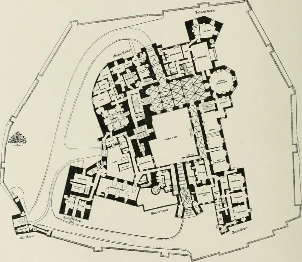 An illustration from The castles of England, their story and structure, 1896, leaf 397