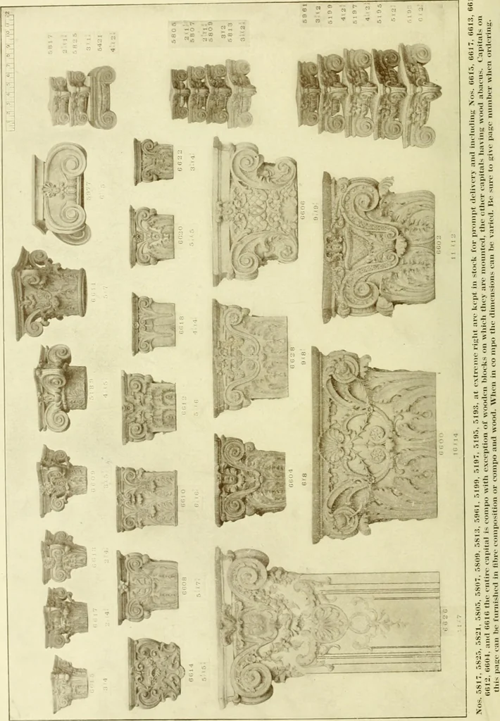 An illustration from Catalog of Capitals, brackets and compo ornament for exterior and interior decoration, 1900, leaf 17