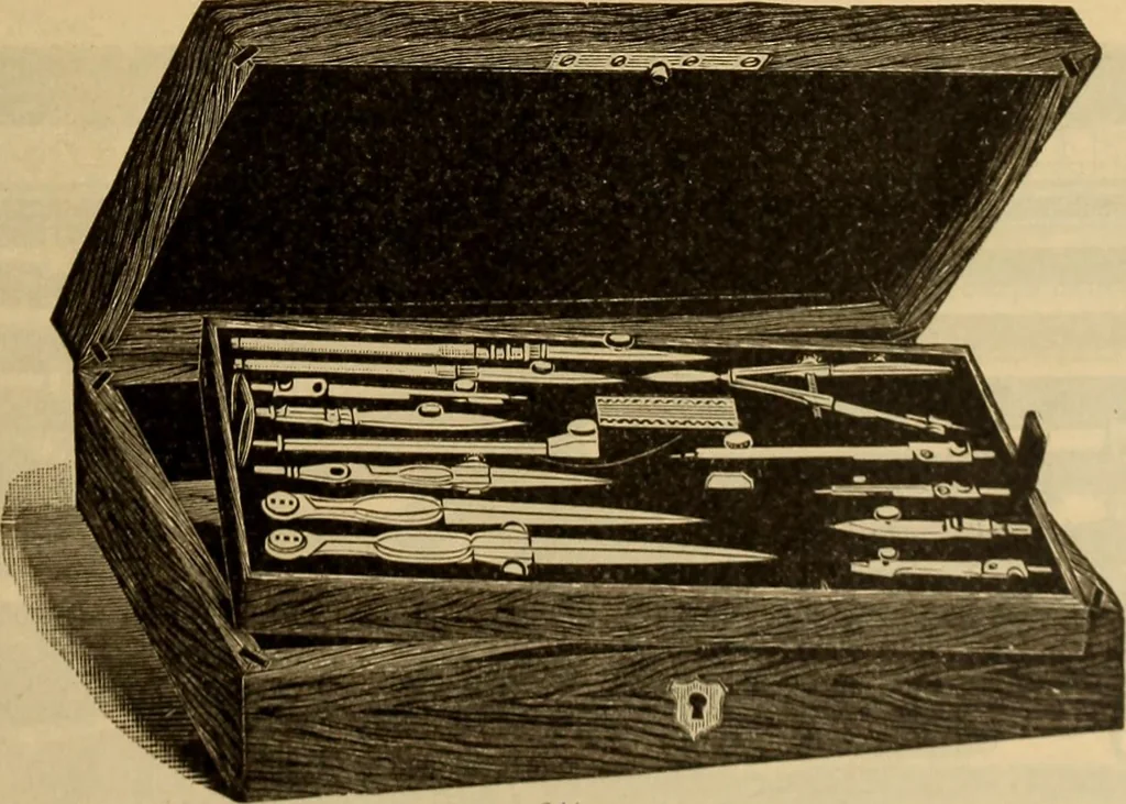 An illustration from Catalogue. A.H. Abbott & co., manufacturers and importers of mathematical and surveying instruments and drawing materials of every description .., 1896, leaf 54