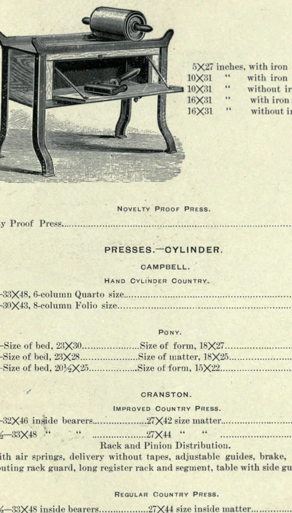 An illustration from Catalogue and book of specimens of type faces and printing material and machinery, 1895, leaf 439
