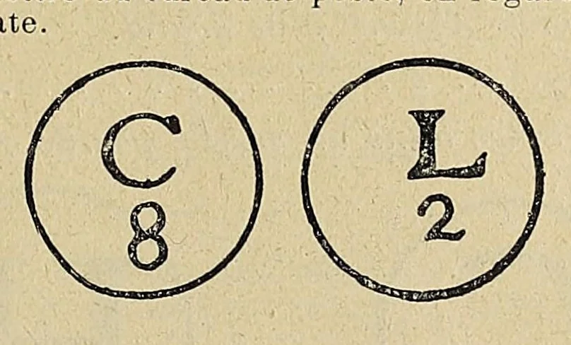An illustration from Catalogue descriptif de toutes les marques postales de la France : inscriptions, timbres a main, et obliterations ... avec des prix de vente pour les collections, 1902, leaf 141