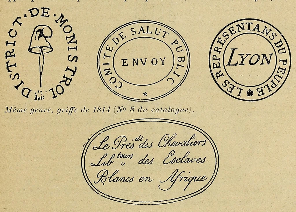 An illustration from Catalogue descriptif de toutes les marques postales de la France : inscriptions, timbres a main, et obliterations ... avec des prix de vente pour les collections, 1902, leaf 353
