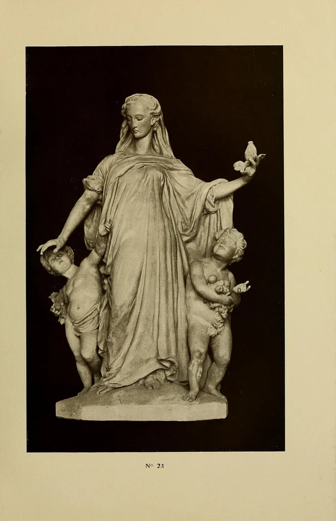 An illustration from Catalogue de sculptures originales : terres cuites, plâtres, bronzes ... tableaux et dessins par J.-B. Carpeaux : dessins par Eug. Delacroix dont la vente aura lieu à Paris, Galerie Manzi, Joyant, les lundis 8 et mardi 9 décembre 1913, 1913, leaf 49