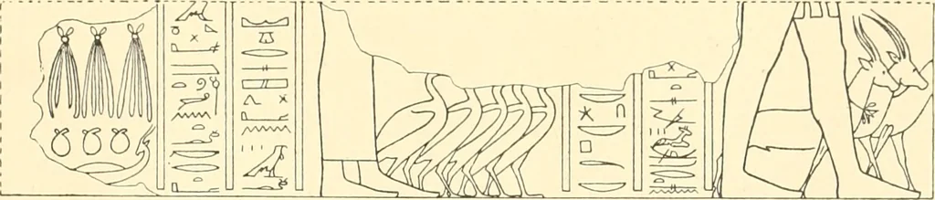 An illustration from Catalogue des monuments et inscriptions de l'Égypte antique / publié sous les auspices de S.A. Abbas II Helmi par la direction générale du Service des antiquités [de l'Égypte] ; par J. de Morgan, U. Bouriant, G. Legrain, G. Jéquier, A. Barsanti, 1894, leaf 100