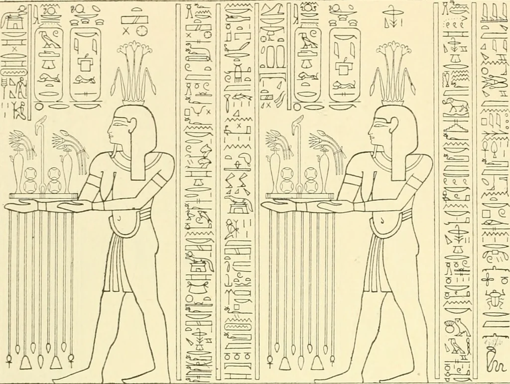 An illustration from Catalogue des monuments et inscriptions de l'Égypte antique / publié sous les auspices de S.A. Abbas II Helmi par la direction générale du Service des antiquités [de l'Égypte] ; par J. de Morgan, U. Bouriant, G. Legrain, G. Jéquier, A. Barsanti, 1894, leaf 105