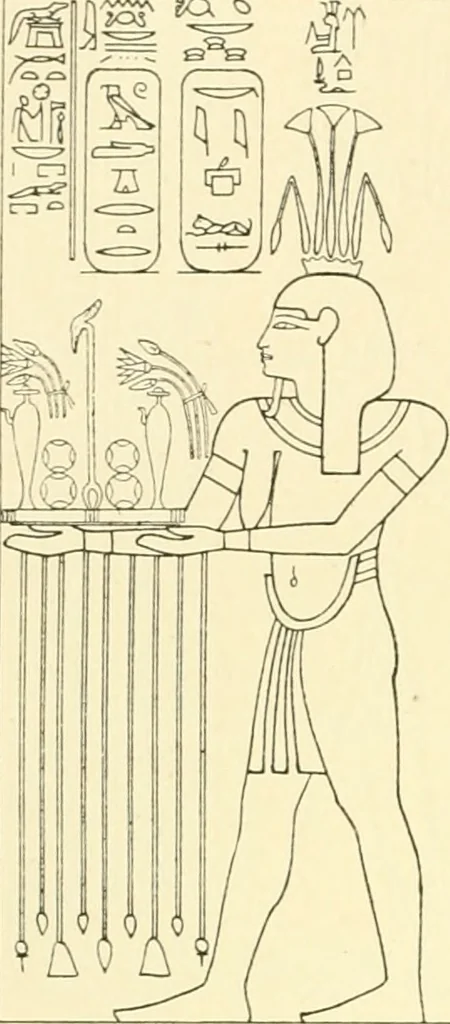 An illustration from Catalogue des monuments et inscriptions de l'Égypte antique / publié sous les auspices de S.A. Abbas II Helmi par la direction générale du Service des antiquités [de l'Égypte] ; par J. de Morgan, U. Bouriant, G. Legrain, G. Jéquier, A. Barsanti, 1894, leaf 107