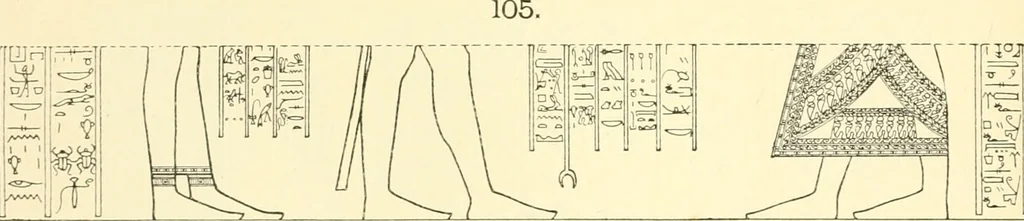 An illustration from Catalogue des monuments et inscriptions de l'Égypte antique / publié sous les auspices de S.A. Abbas II Helmi par la direction générale du Service des antiquités [de l'Égypte] ; par J. de Morgan, U. Bouriant, G. Legrain, G. Jéquier, A. Barsanti, 1894, leaf 107