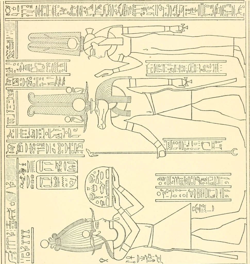 An illustration from Catalogue des monuments et inscriptions de l'Égypte antique / publié sous les auspices de S.A. Abbas II Helmi par la direction générale du Service des antiquités [de l'Égypte] ; par J. de Morgan, U. Bouriant, G. Legrain, G. Jéquier, A. Barsanti, 1894, leaf 120
