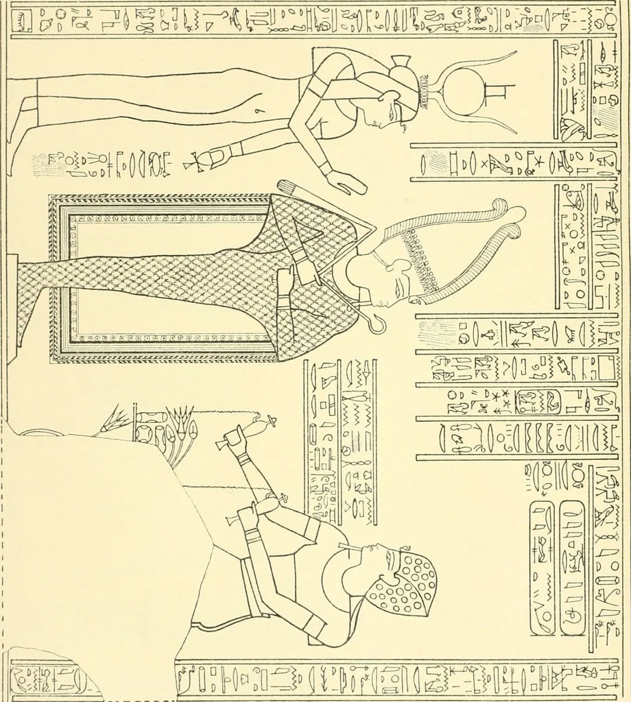 An illustration from Catalogue des monuments et inscriptions de l'Égypte antique / publié sous les auspices de S.A. Abbas II Helmi par la direction générale du Service des antiquités [de l'Égypte] ; par J. de Morgan, U. Bouriant, G. Legrain, G. Jéquier, A. Barsanti, 1894, leaf 121