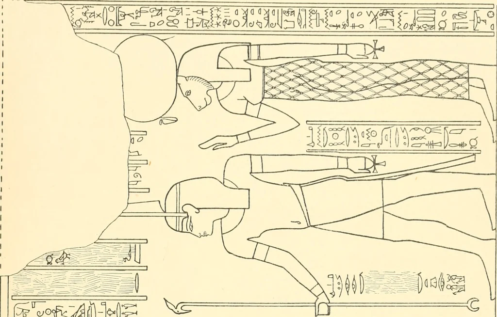 An illustration from Catalogue des monuments et inscriptions de l'Égypte antique / publié sous les auspices de S.A. Abbas II Helmi par la direction générale du Service des antiquités [de l'Égypte] ; par J. de Morgan, U. Bouriant, G. Legrain, G. Jéquier, A. Barsanti, 1894, leaf 122