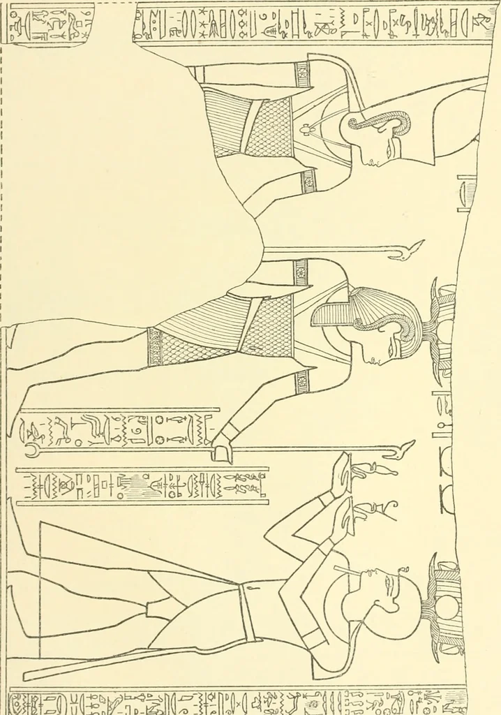 An illustration from Catalogue des monuments et inscriptions de l'Égypte antique / publié sous les auspices de S.A. Abbas II Helmi par la direction générale du Service des antiquités [de l'Égypte] ; par J. de Morgan, U. Bouriant, G. Legrain, G. Jéquier, A. Barsanti, 1894, leaf 123