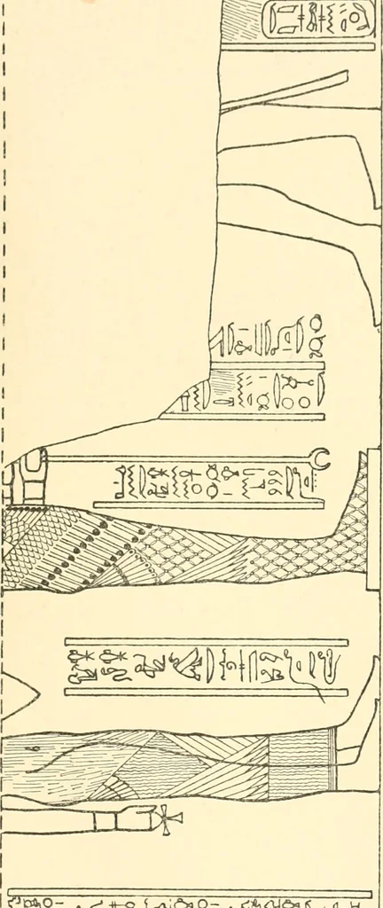 An illustration from Catalogue des monuments et inscriptions de l'Égypte antique / publié sous les auspices de S.A. Abbas II Helmi par la direction générale du Service des antiquités [de l'Égypte] ; par J. de Morgan, U. Bouriant, G. Legrain, G. Jéquier, A. Barsanti, 1894, leaf 130