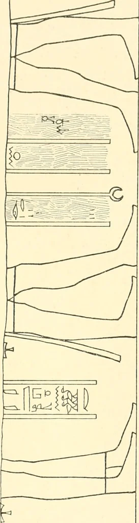 An illustration from Catalogue des monuments et inscriptions de l'Égypte antique / publié sous les auspices de S.A. Abbas II Helmi par la direction générale du Service des antiquités [de l'Égypte] ; par J. de Morgan, U. Bouriant, G. Legrain, G. Jéquier, A. Barsanti, 1894, leaf 132