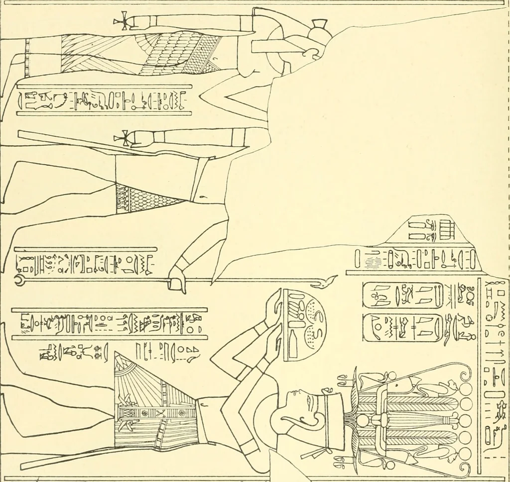 An illustration from Catalogue des monuments et inscriptions de l'Égypte antique / publié sous les auspices de S.A. Abbas II Helmi par la direction générale du Service des antiquités [de l'Égypte] ; par J. de Morgan, U. Bouriant, G. Legrain, G. Jéquier, A. Barsanti, 1894, leaf 135
