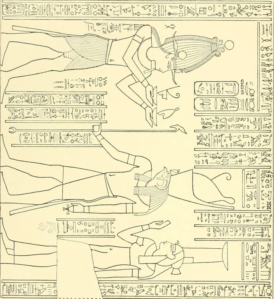 An illustration from Catalogue des monuments et inscriptions de l'Égypte antique / publié sous les auspices de S.A. Abbas II Helmi par la direction générale du Service des antiquités [de l'Égypte] ; par J. de Morgan, U. Bouriant, G. Legrain, G. Jéquier, A. Barsanti, 1894, leaf 141