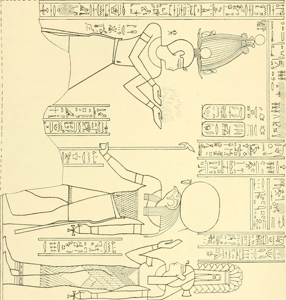 An illustration from Catalogue des monuments et inscriptions de l'Égypte antique / publié sous les auspices de S.A. Abbas II Helmi par la direction générale du Service des antiquités [de l'Égypte] ; par J. de Morgan, U. Bouriant, G. Legrain, G. Jéquier, A. Barsanti, 1894, leaf 145