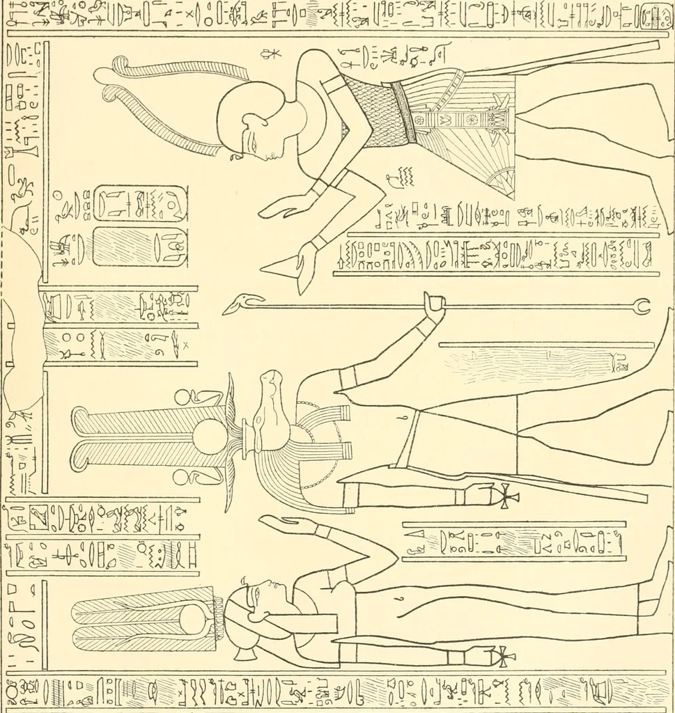 An illustration from Catalogue des monuments et inscriptions de l'Égypte antique / publié sous les auspices de S.A. Abbas II Helmi par la direction générale du Service des antiquités [de l'Égypte] ; par J. de Morgan, U. Bouriant, G. Legrain, G. Jéquier, A. Barsanti, 1894, leaf 146