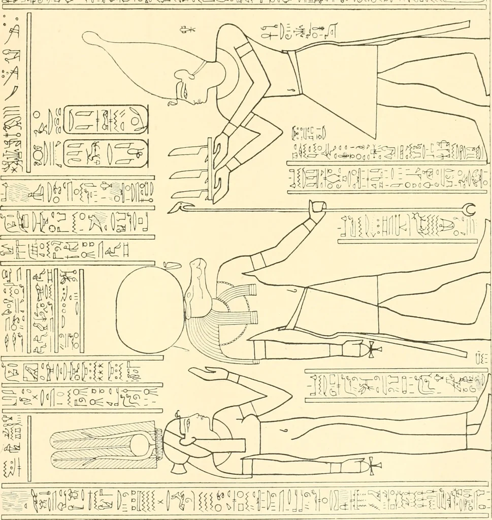 An illustration from Catalogue des monuments et inscriptions de l'Égypte antique / publié sous les auspices de S.A. Abbas II Helmi par la direction générale du Service des antiquités [de l'Égypte] ; par J. de Morgan, U. Bouriant, G. Legrain, G. Jéquier, A. Barsanti, 1894, leaf 148
