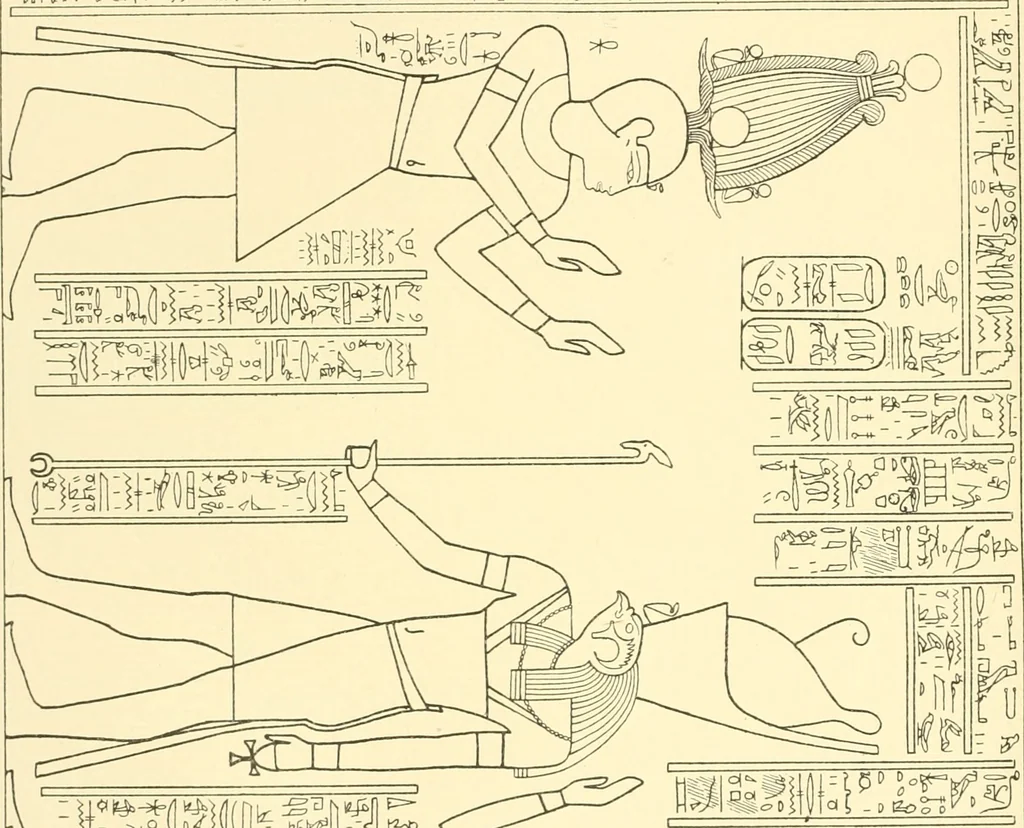 An illustration from Catalogue des monuments et inscriptions de l'Égypte antique / publié sous les auspices de S.A. Abbas II Helmi par la direction générale du Service des antiquités [de l'Égypte] ; par J. de Morgan, U. Bouriant, G. Legrain, G. Jéquier, A. Barsanti, 1894, leaf 149