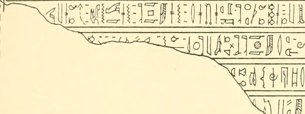 An illustration from Catalogue des monuments et inscriptions de l'Égypte antique / publié sous les auspices de S.A. Abbas II Helmi par la direction générale du Service des antiquités [de l'Égypte] ; par J. de Morgan, U. Bouriant, G. Legrain, G. Jéquier, A. Barsanti, 1894, leaf 150