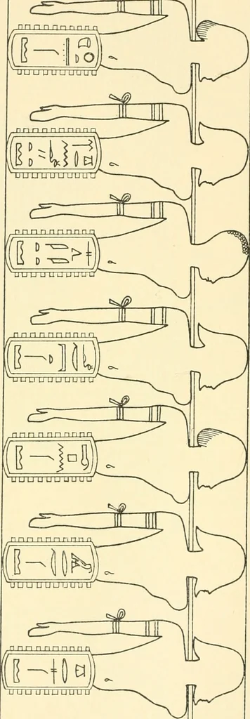 An illustration from Catalogue des monuments et inscriptions de l'Égypte antique / publié sous les auspices de S.A. Abbas II Helmi par la direction générale du Service des antiquités [de l'Égypte] ; par J. de Morgan, U. Bouriant, G. Legrain, G. Jéquier, A. Barsanti, 1894, leaf 155