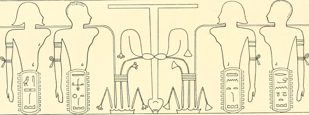 An illustration from Catalogue des monuments et inscriptions de l'Égypte antique / publié sous les auspices de S.A. Abbas II Helmi par la direction générale du Service des antiquités [de l'Égypte] ; par J. de Morgan, U. Bouriant, G. Legrain, G. Jéquier, A. Barsanti, 1894, leaf 156