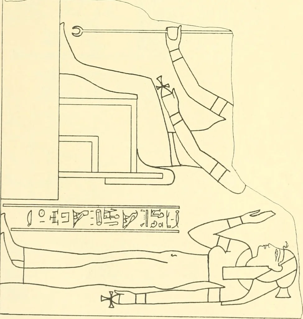 An illustration from Catalogue des monuments et inscriptions de l'Égypte antique / publié sous les auspices de S.A. Abbas II Helmi par la direction générale du Service des antiquités [de l'Égypte] ; par J. de Morgan, U. Bouriant, G. Legrain, G. Jéquier, A. Barsanti, 1894, leaf 167