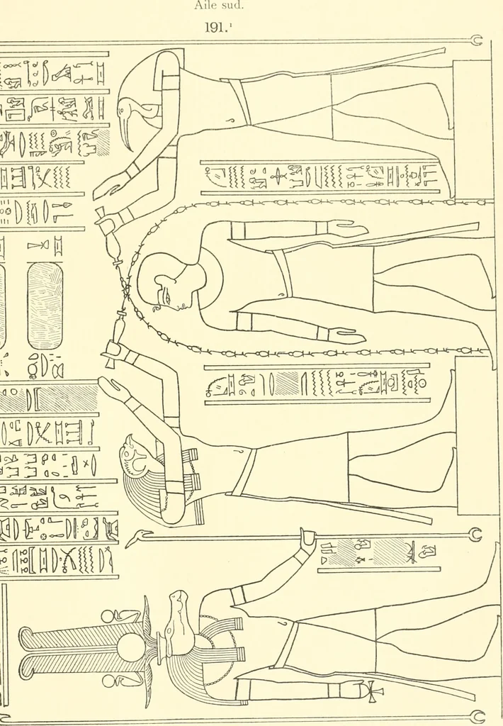 An illustration from Catalogue des monuments et inscriptions de l'Égypte antique / publié sous les auspices de S.A. Abbas II Helmi par la direction générale du Service des antiquités [de l'Égypte] ; par J. de Morgan, U. Bouriant, G. Legrain, G. Jéquier, A. Barsanti, 1894, leaf 168